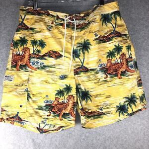 POLO RALPH LAUREN Shorts XL Vtg KAILUA 7.25" TRUNK BOARD Shorts Leopard Lined